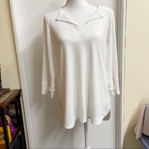 Bylyse Spenard White 3/4 Sleeve Blouse Size M NWT